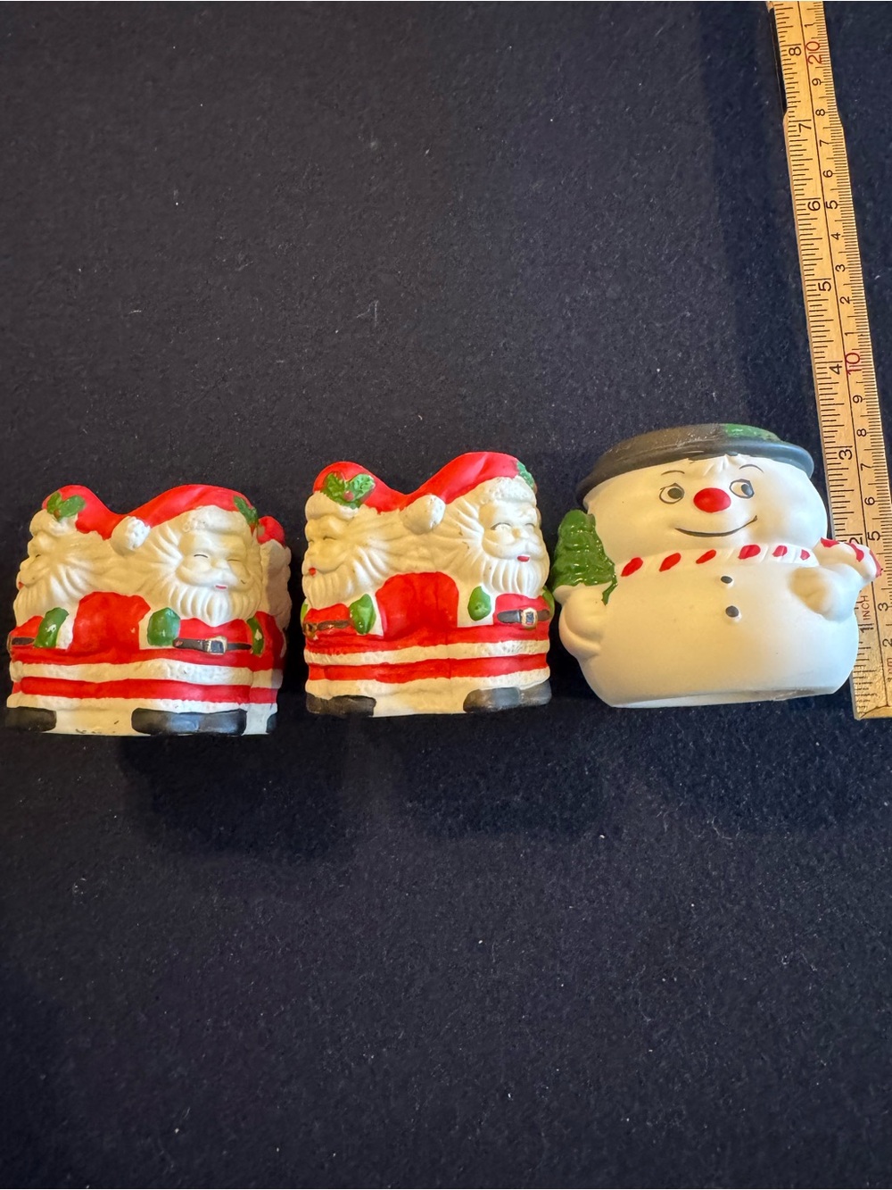 Festive Santa and Snowman Ceramic Figurine Tea light set (3)